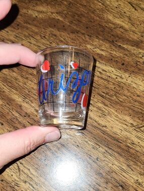 Arizona Clear Shot Glass with Blue Script and Red Hearts